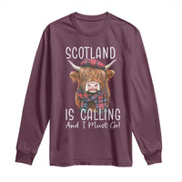 Funny Scotland Is Calling And I Must Go Long Sleeve Shirt Highland Cow