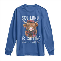 Funny Scotland Is Calling And I Must Go Long Sleeve Shirt Highland Cow