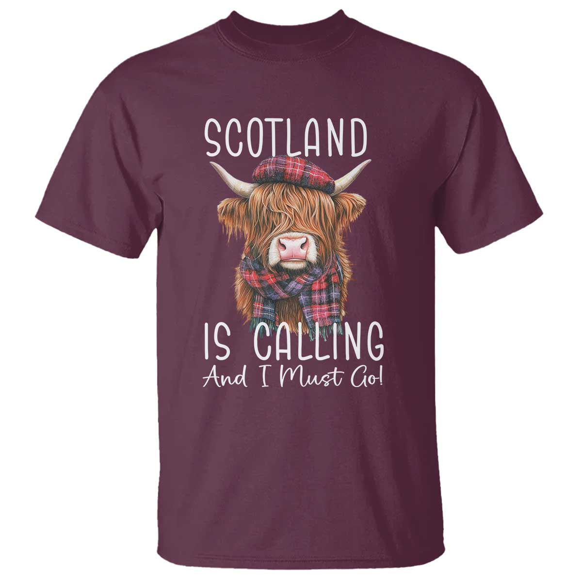 Funny Scotland Is Calling And I Must Go T Shirt Highland Cow