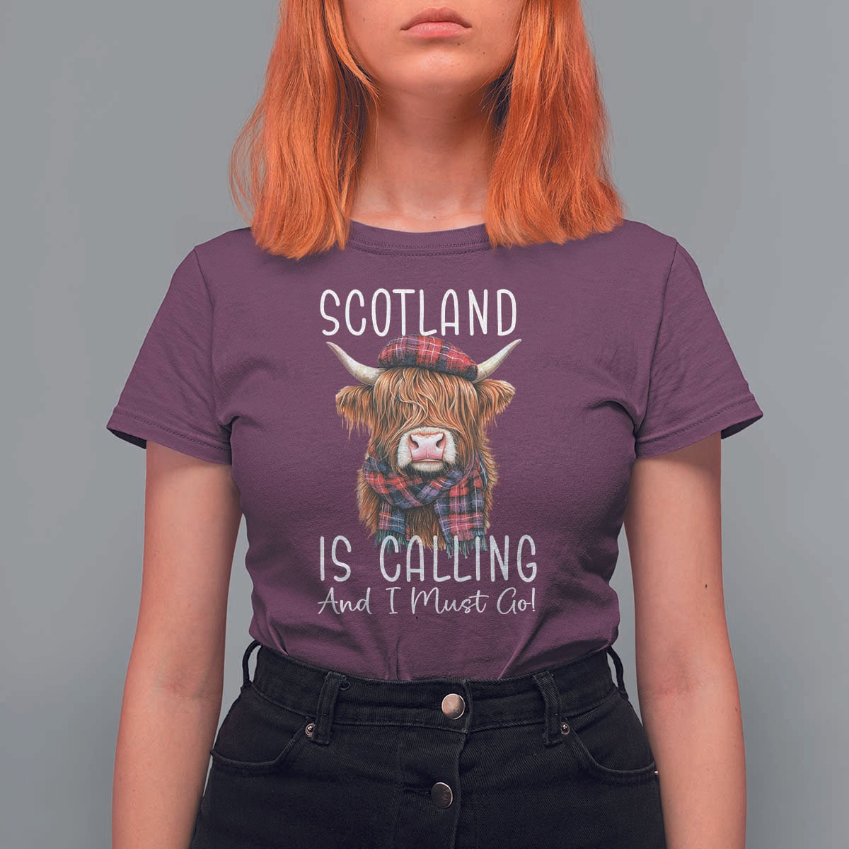 Funny Scotland Is Calling And I Must Go T Shirt For Women Highland Cow