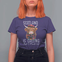 Funny Scotland Is Calling And I Must Go T Shirt For Women Highland Cow