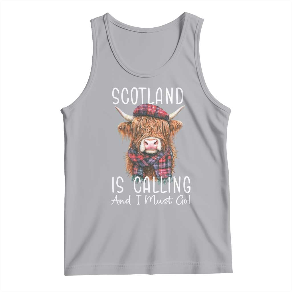 Funny Scotland Is Calling And I Must Go Tank Top Highland Cow