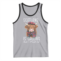 Funny Scotland Is Calling And I Must Go Tank Top Highland Cow