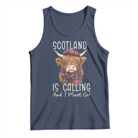 Funny Scotland Is Calling And I Must Go Tank Top Highland Cow