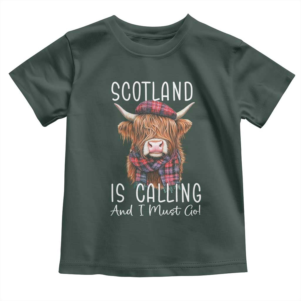 Funny Scotland Is Calling And I Must Go Toddler T Shirt Highland Cow