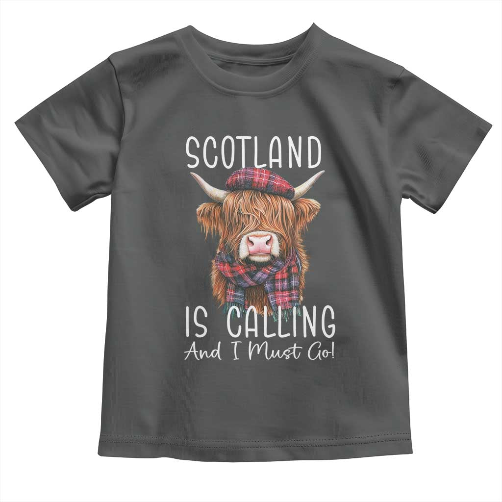 Funny Scotland Is Calling And I Must Go Toddler T Shirt Highland Cow