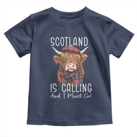 Funny Scotland Is Calling And I Must Go Toddler T Shirt Highland Cow