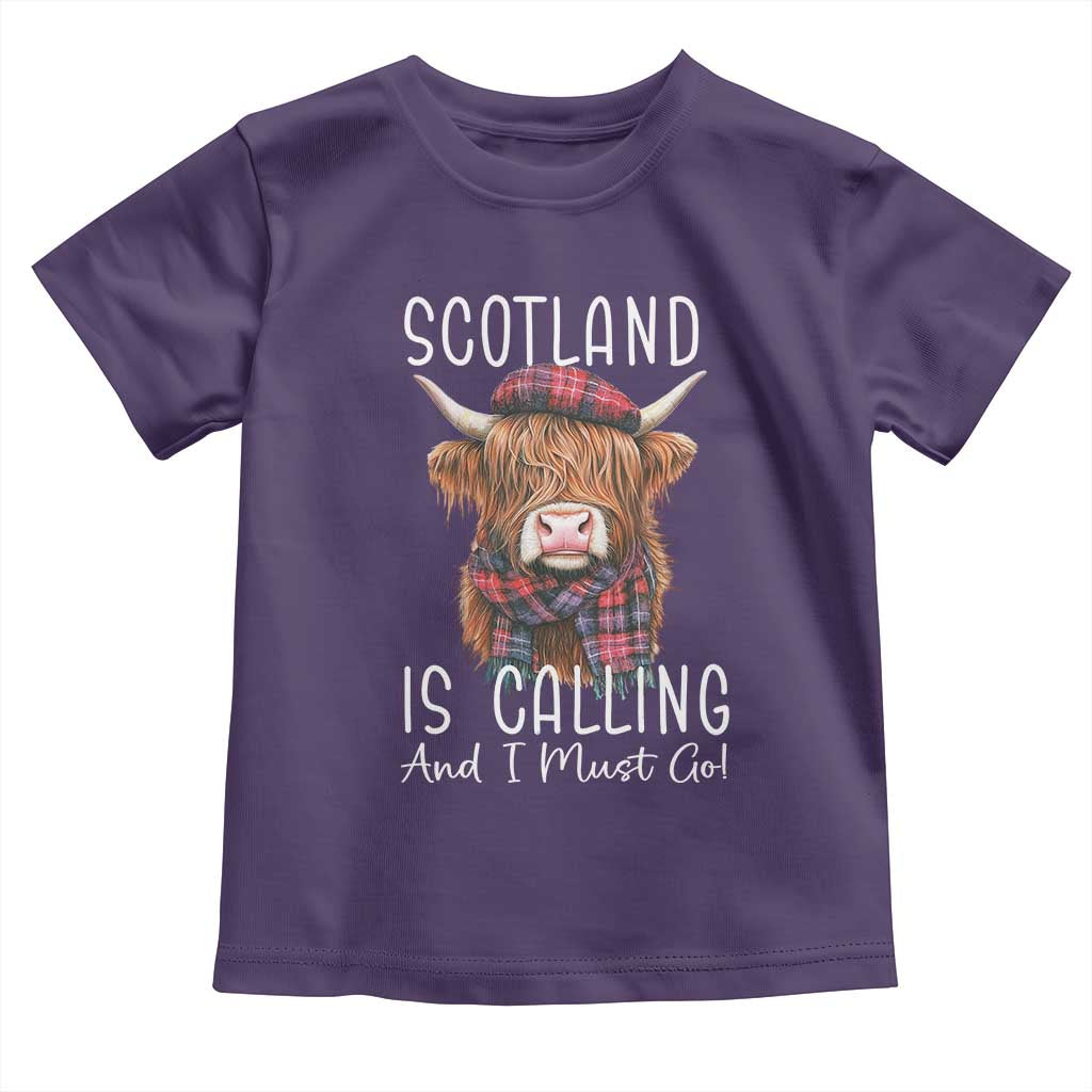 Funny Scotland Is Calling And I Must Go Toddler T Shirt Highland Cow