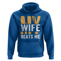 Funny My Wife Beats Me Husband Hoodie Vintage Text Sarcastic