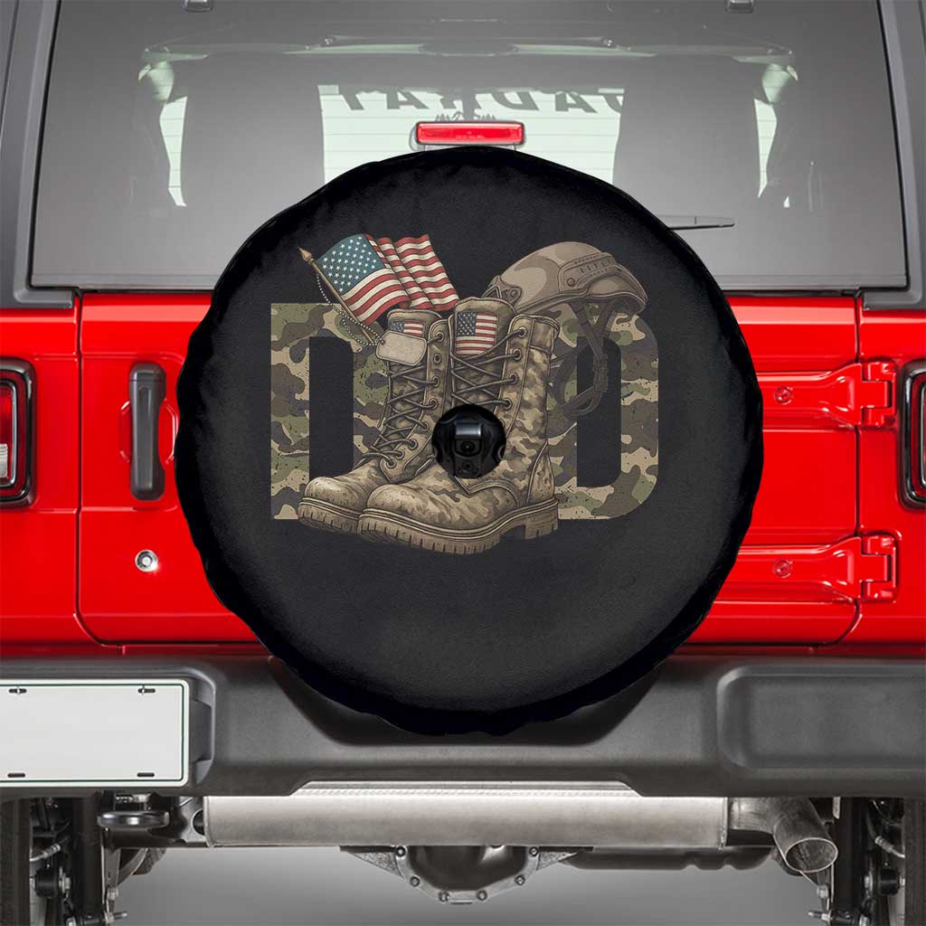 Army Military Dad Combat Boots American Flag Spare Tire Cover
