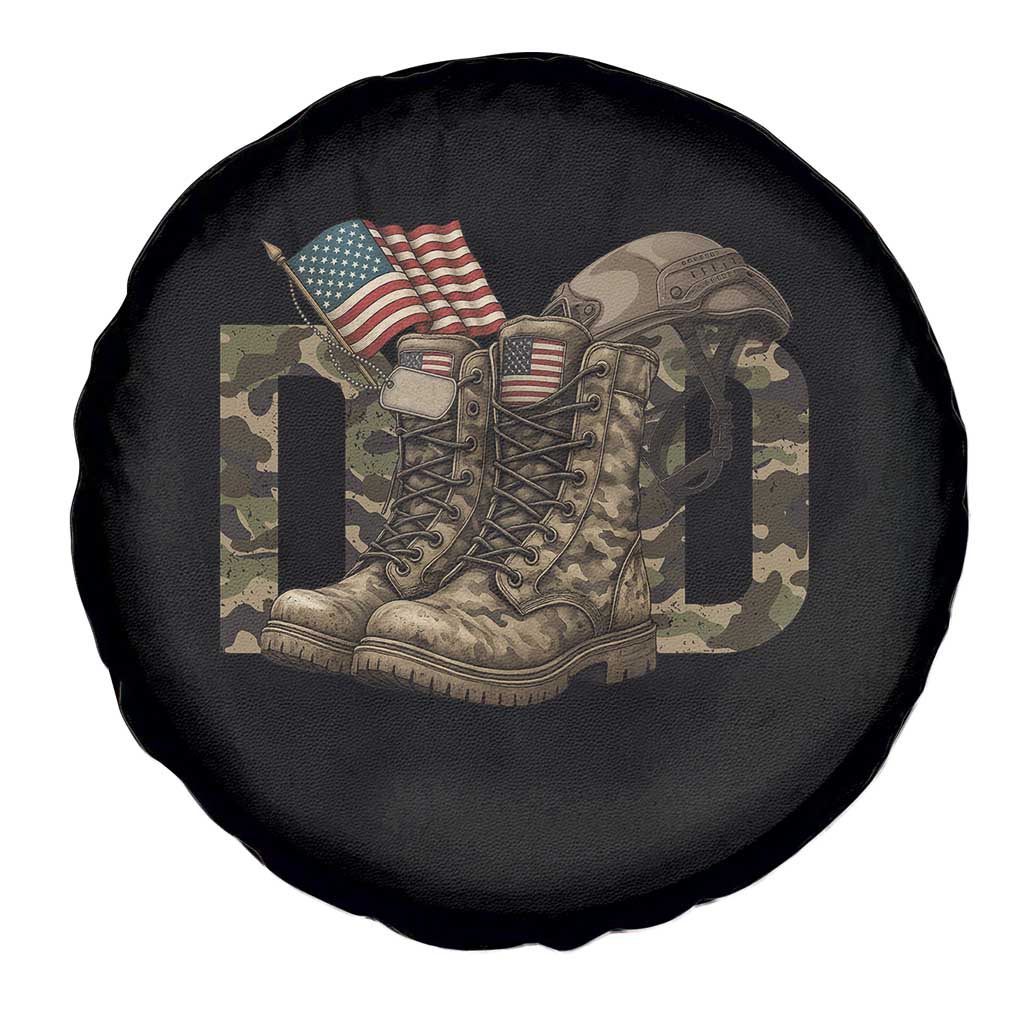 Army Military Dad Combat Boots American Flag Spare Tire Cover