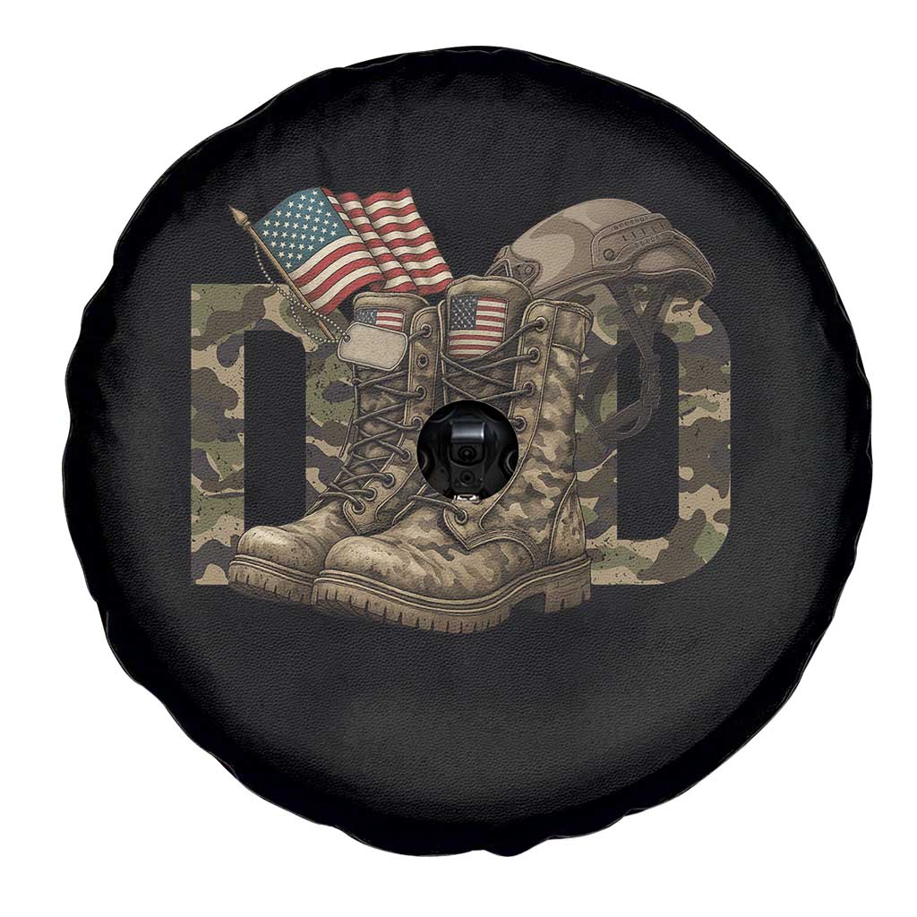 Army Military Dad Combat Boots American Flag Spare Tire Cover