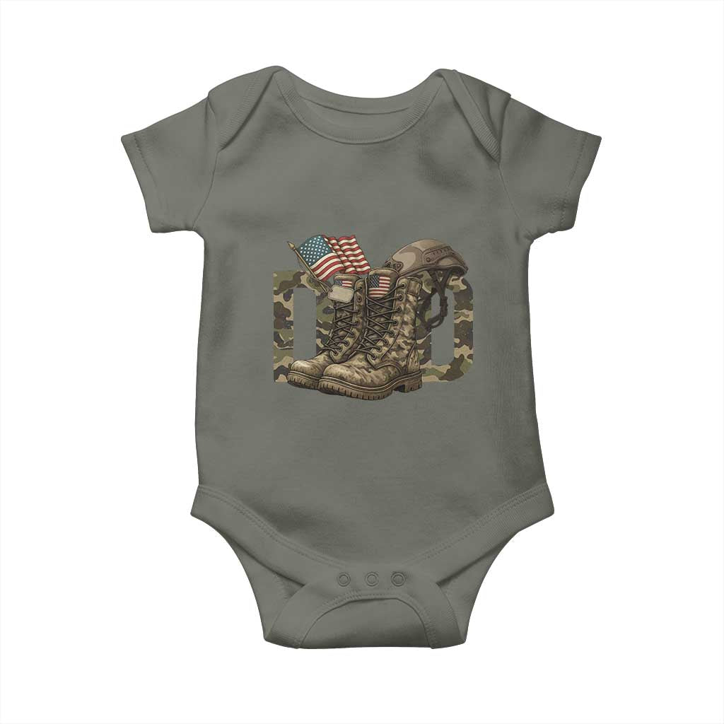 Army Military Dad Combat Boots American Flag Baby Onesie