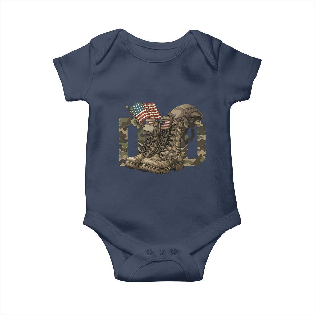 Army Military Dad Combat Boots American Flag Baby Onesie