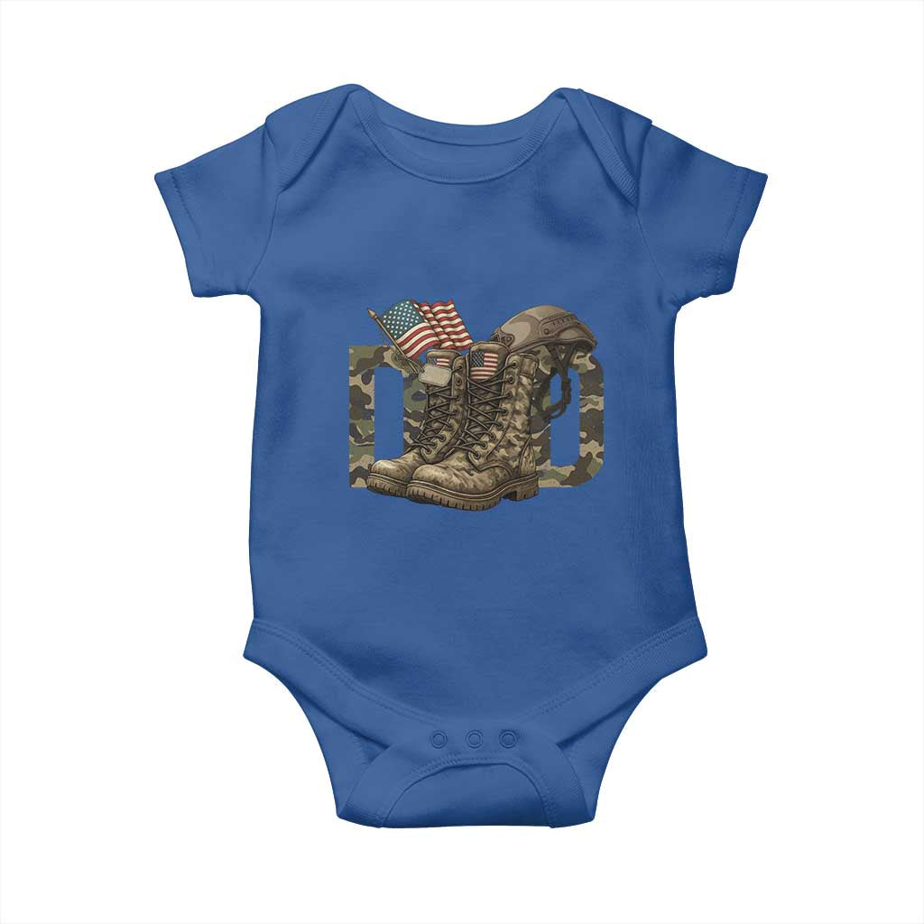 Army Military Dad Combat Boots American Flag Baby Onesie