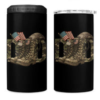 Army Military Dad Combat Boots American Flag 4 in 1 Can Cooler Tumbler