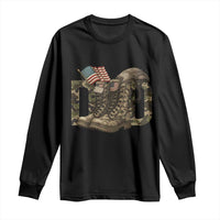 Army Military Dad Combat Boots American Flag Long Sleeve Shirt