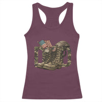 Army Military Dad Combat Boots American Flag Racerback Tank Top