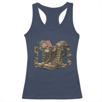 Army Military Dad Combat Boots American Flag Racerback Tank Top