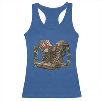Army Military Dad Combat Boots American Flag Racerback Tank Top
