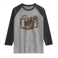 Army Military Dad Combat Boots American Flag Raglan Shirt