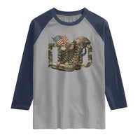 Army Military Dad Combat Boots American Flag Raglan Shirt