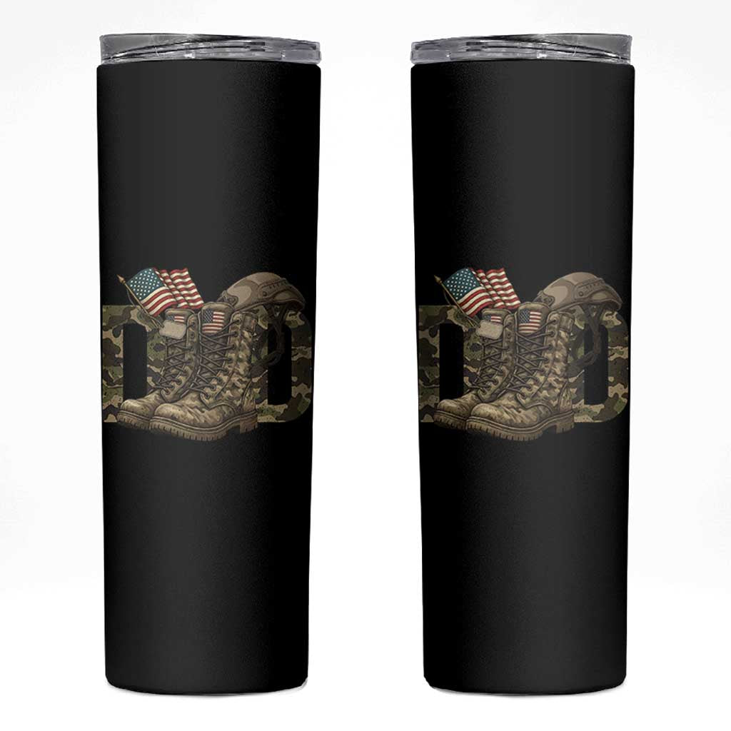 Army Military Dad Combat Boots American Flag Skinny Tumbler