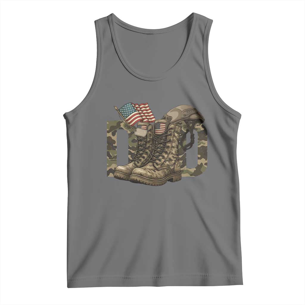 Army Military Dad Combat Boots American Flag Tank Top