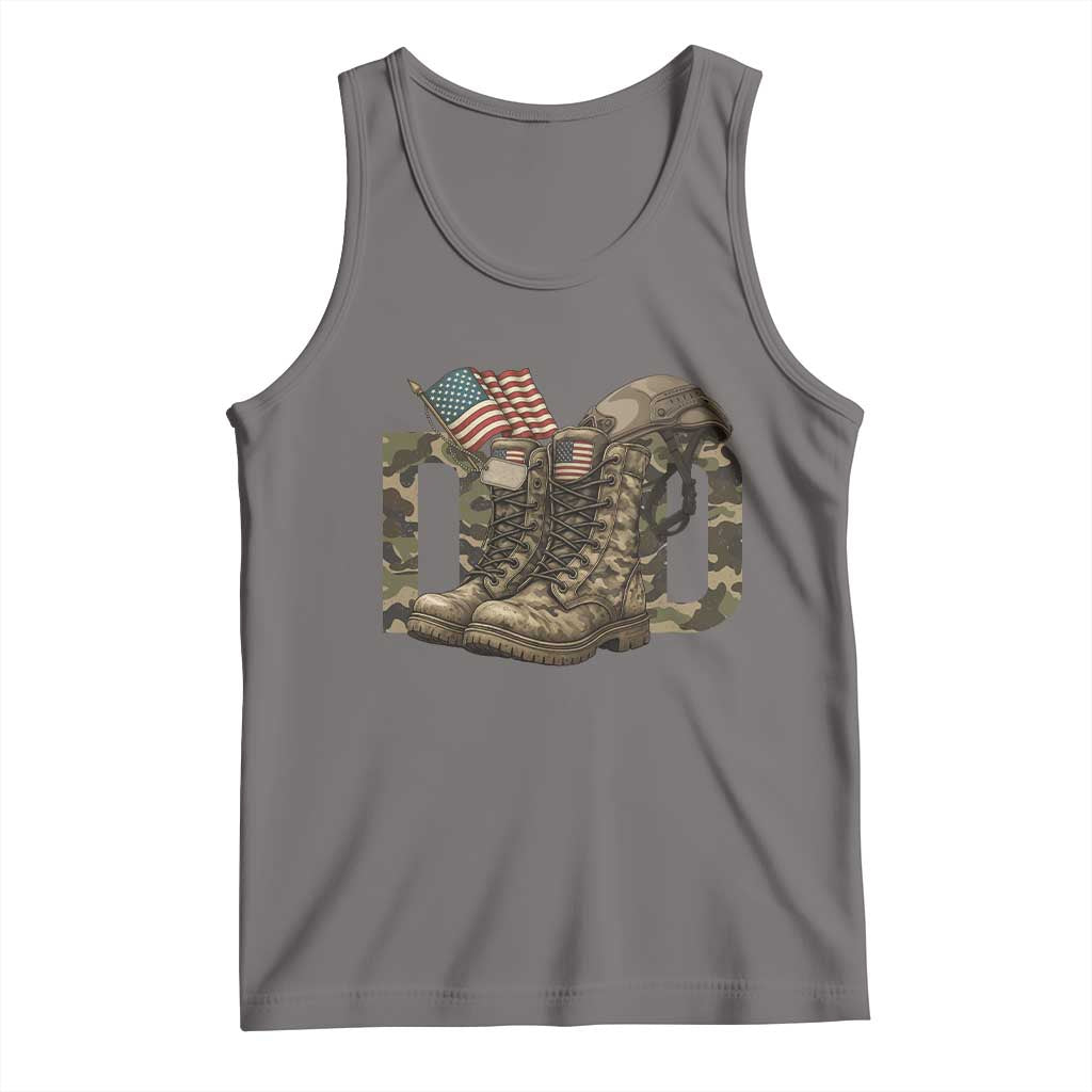 Army Military Dad Combat Boots American Flag Tank Top