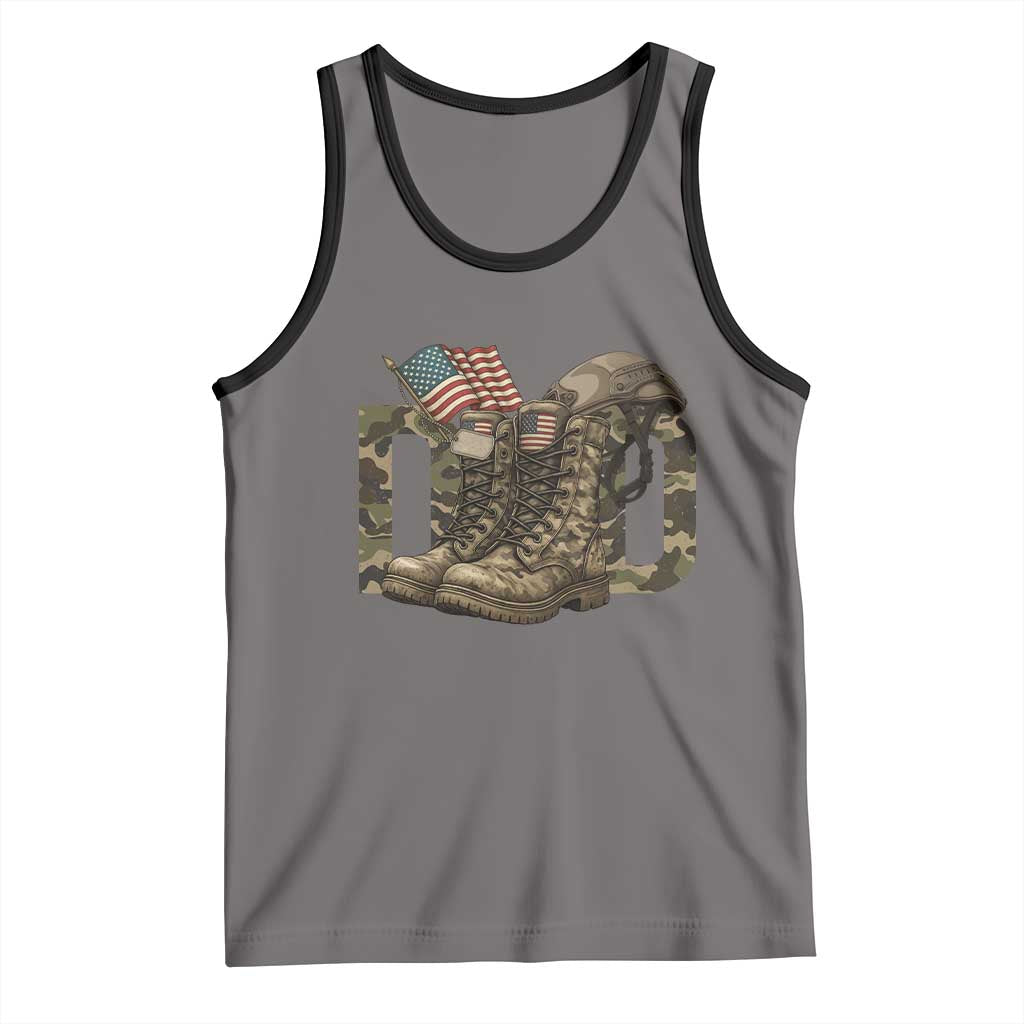 Army Military Dad Combat Boots American Flag Tank Top