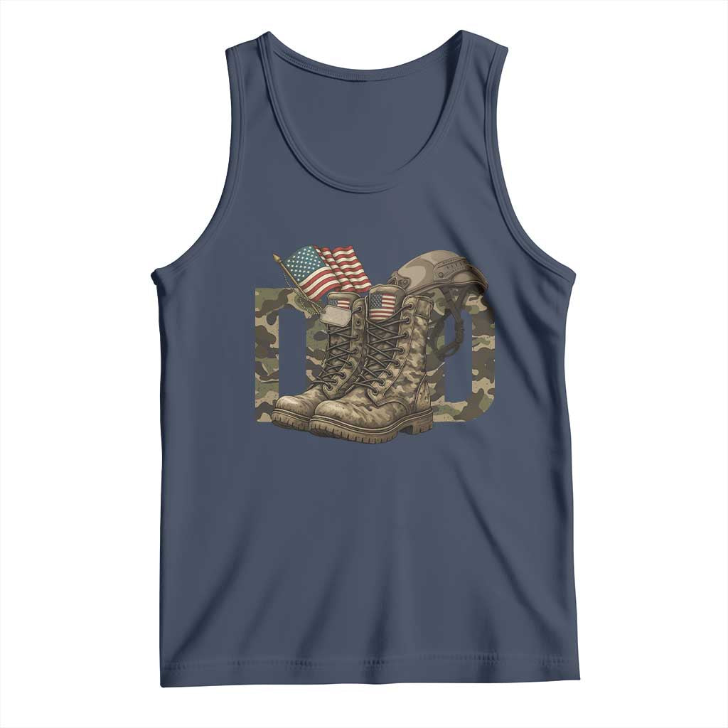 Army Military Dad Combat Boots American Flag Tank Top
