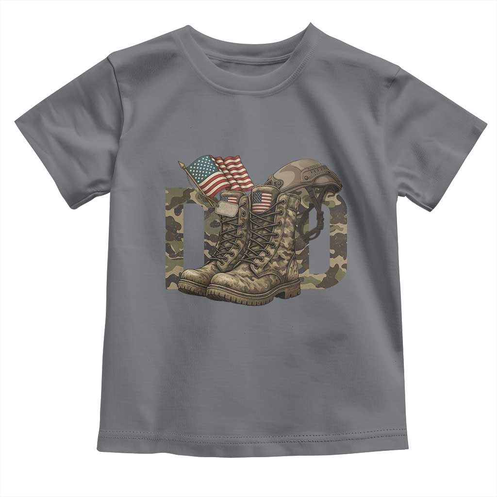 Army Military Dad Combat Boots American Flag Toddler T Shirt