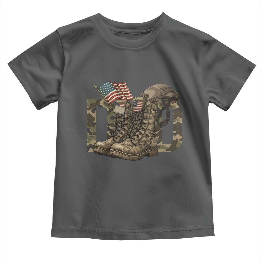 Army Military Dad Combat Boots American Flag Toddler T Shirt