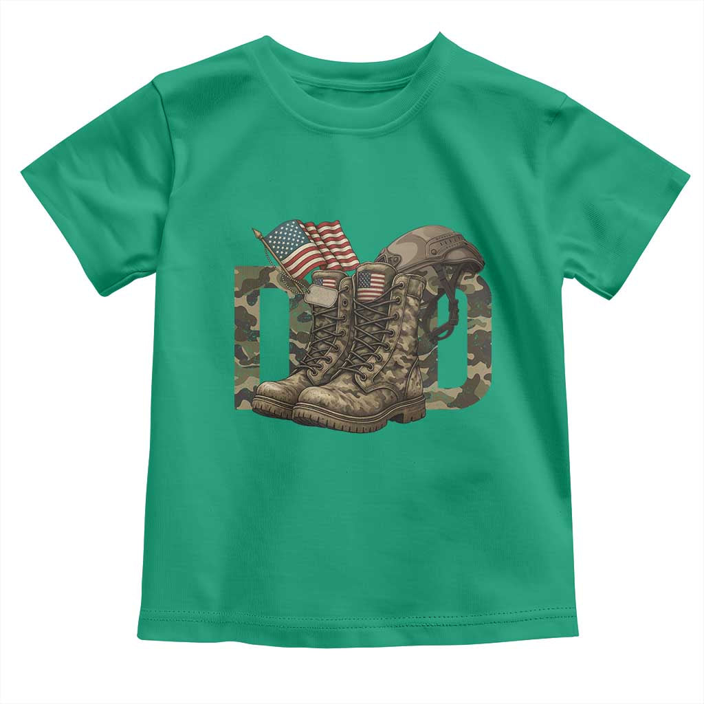 Army Military Dad Combat Boots American Flag Toddler T Shirt
