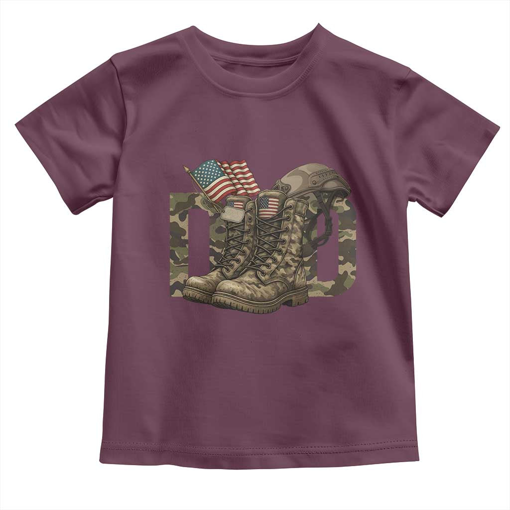 Army Military Dad Combat Boots American Flag Toddler T Shirt