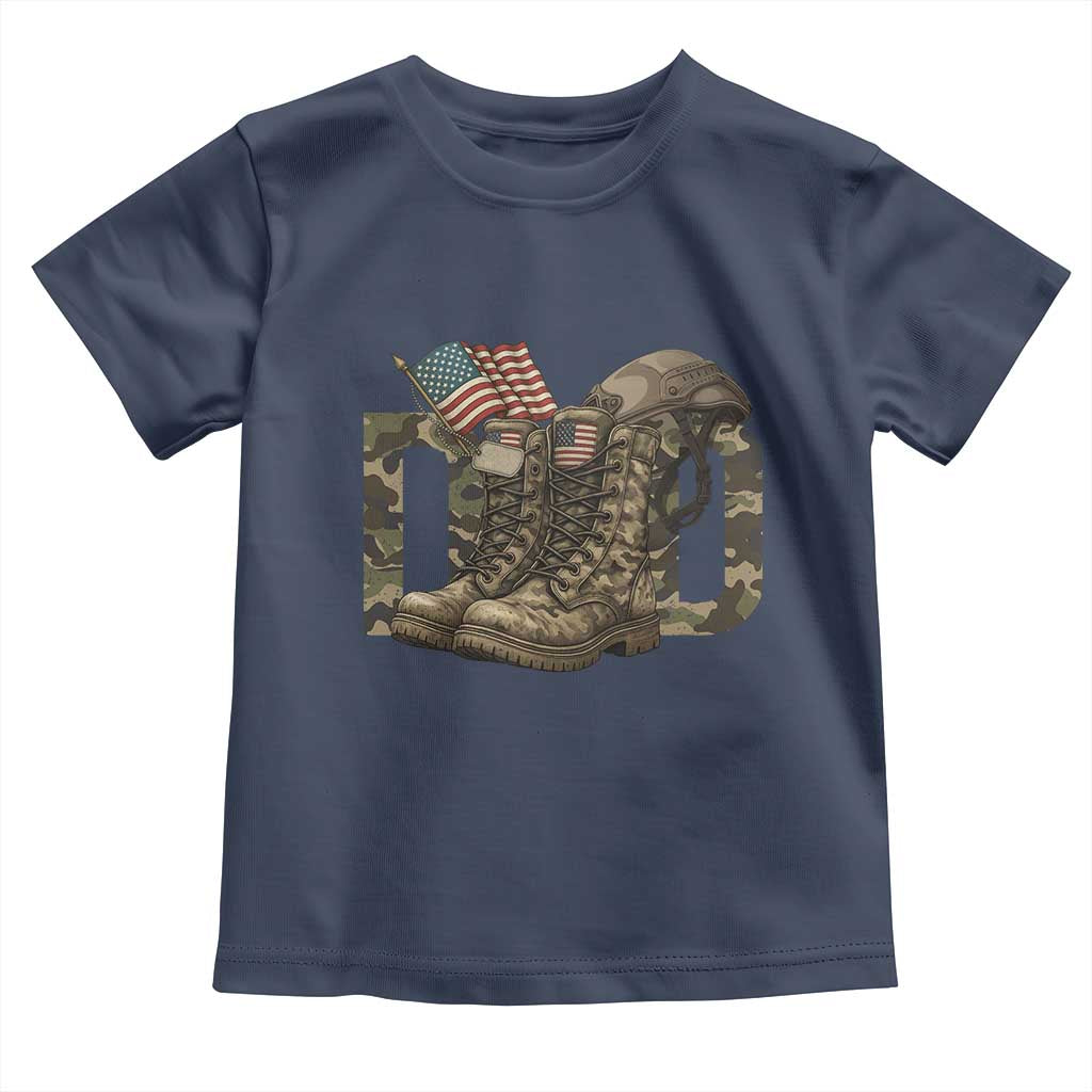 Army Military Dad Combat Boots American Flag Toddler T Shirt