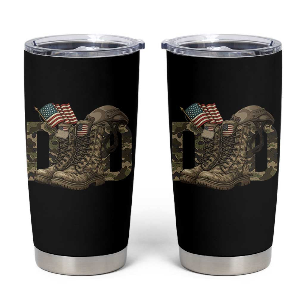 Army Military Dad Combat Boots American Flag Tumbler Cup