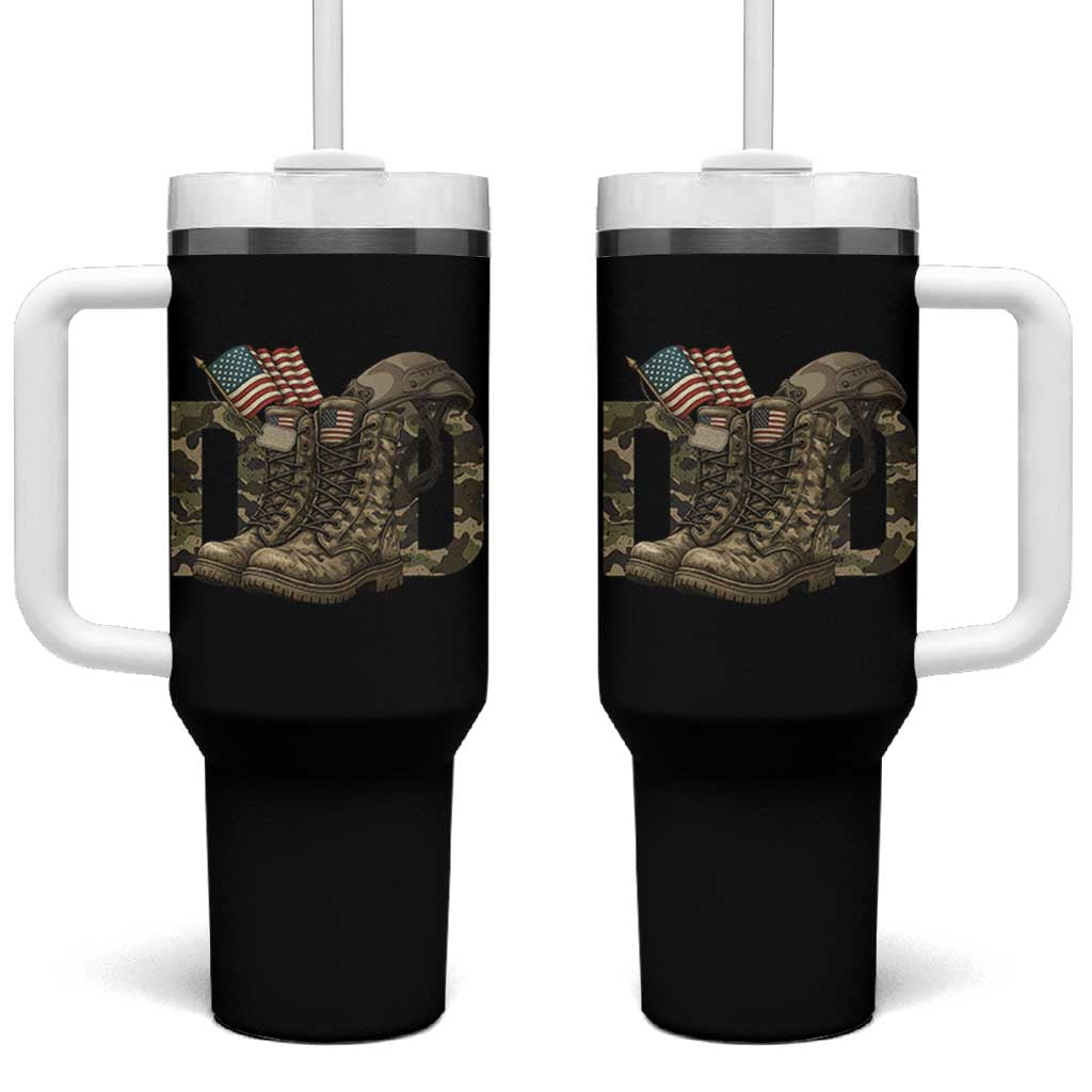Army Military Dad Combat Boots American Flag Tumbler With Handle