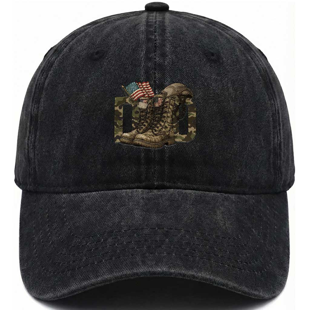Army Military Dad Combat Boots American Flag Washed Cotton Baseball Cap