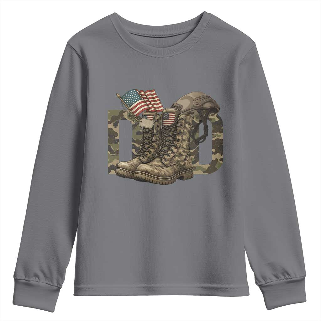 Army Military Dad Combat Boots American Flag Youth Sweatshirt