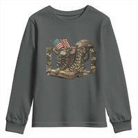 Army Military Dad Combat Boots American Flag Youth Sweatshirt