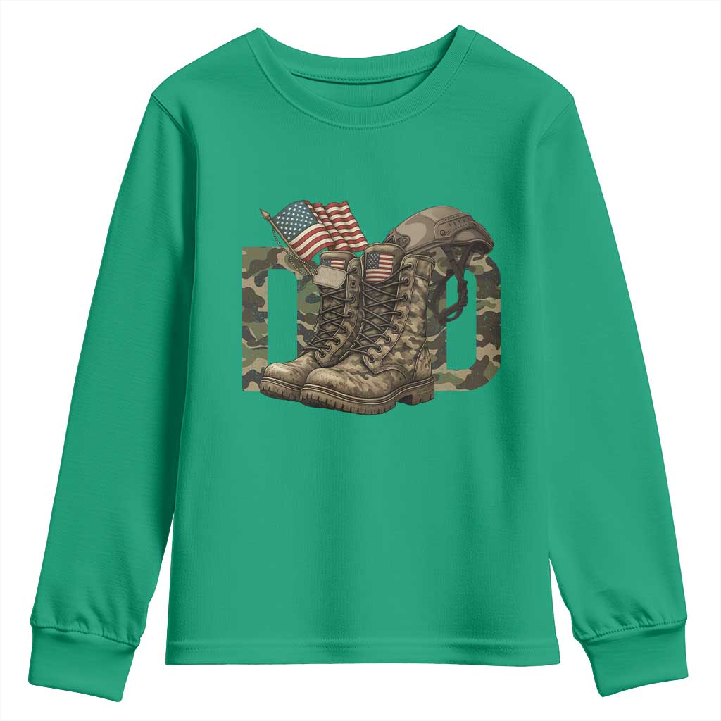 Army Military Dad Combat Boots American Flag Youth Sweatshirt