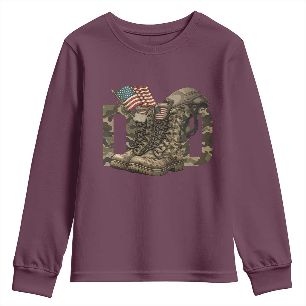 Army Military Dad Combat Boots American Flag Youth Sweatshirt