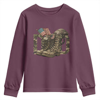 Army Military Dad Combat Boots American Flag Youth Sweatshirt