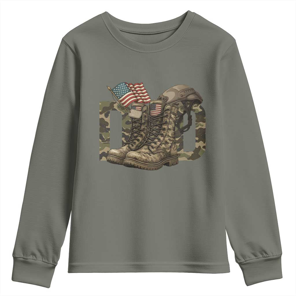 Army Military Dad Combat Boots American Flag Youth Sweatshirt