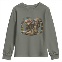 Army Military Dad Combat Boots American Flag Youth Sweatshirt