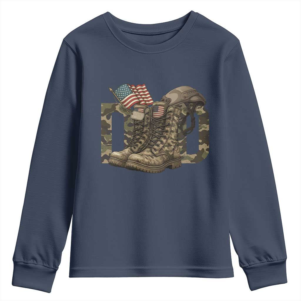 Army Military Dad Combat Boots American Flag Youth Sweatshirt