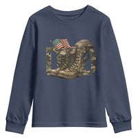 Army Military Dad Combat Boots American Flag Youth Sweatshirt