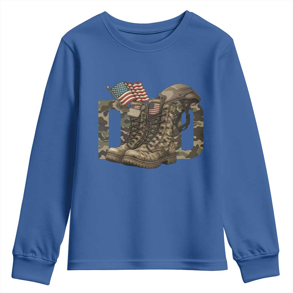 Army Military Dad Combat Boots American Flag Youth Sweatshirt