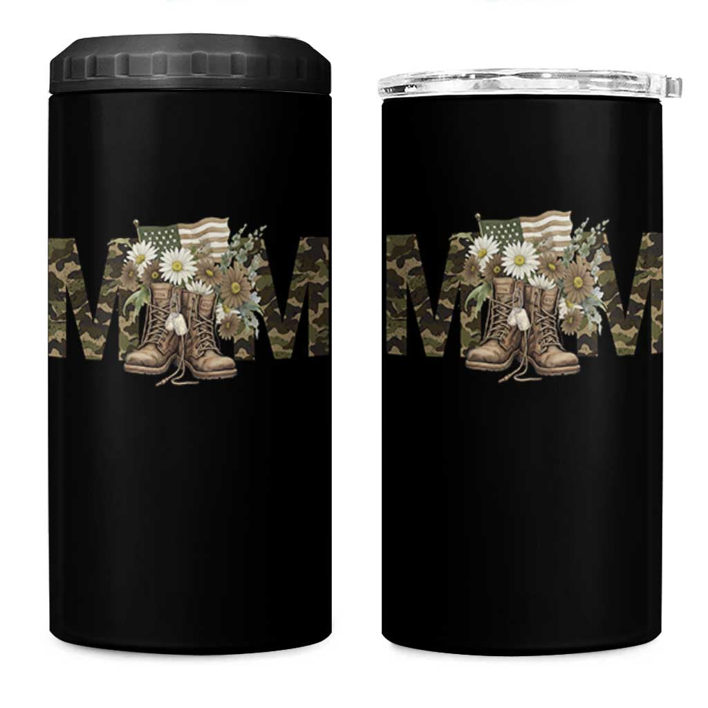 Military Army Mom Floral Combat Shoes 4 in 1 Can Cooler Tumbler